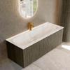 Mondiaz KURVE-DLUX Ensemble de meuble salle de bain - 120x46x40cm - 1 tiroir - lavabo en solid surface - milieu - 1 trou de robinet - Shadow SW1414368