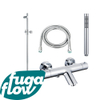 FugaFlow Eccelente Sobrado Mitigeur baignoire - avec barre curseur - douchette stick - flexible en métal - Chrome SW1124006