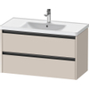 Duravit Ketho.2 Wastafelonderbouwkast - met 2 laden - 98.4x45.5x54.9cm - met grepen antraciet - taupe mat SW772073