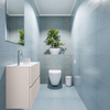 MONDIAZ ADA Toiletmeubel 60x30x50cm met 1 kraangaten 2 lades linen mat Wastafel Lex links Solid Surface Wit SW472680