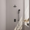 Ensemble de douche pluie Brauer Black Carving encastré - douche principale 20 cm - bras mural droit - glijstang - avec partie encastrable - 2 fonctions - bouton carving - douchette ronde 1 fonction - noir mat SW716231