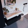 Mondiaz ALAN-DLUX Ensemble de meuble - 100cm - meuble Urban mat - 1 tiroir - Lavabo Cloud Frappe suspendu - vasque Centre - 0 trous de robinet SW805514