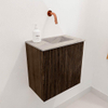 Mondiaz JOYA-DLUX 40cm toiletmeubel - kleur Walnut - Wastafel FAYE positie Rechts Zonder kraangat kleur Glace. SW1422325