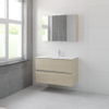 Bruynzeel Miko badmeubelset 66x101x51cm 1 kraangat 1 wasbak 2 lades met spiegelkast met softclose natuur eiken SW384510 Bruynzeel Miko badmeubelset 66x101x51cm 1 kraangat 1 wasbak 2 lades met spiegelkast met softclose natuur eiken SW384510