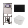 QeramiQ Dely Toiletset - 36.3x51.7cm - diepspoel - rimless - Geberit UP320 inbouwreservoir - softclose toilet zitting 35 mm - metaal mat zwarte bedieningsplaat - ronde knoppen - mat wit SW1235390