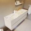 Mondiaz VICA-DLUX ensemble de meuble de salle de bain - 150cm - meuble sous-vasque lin - 2 tiroirs - lavabo encastré cloud droite - 1 trou de robinet - version haute de 60cm - glace SW1087742