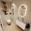 MONDIAZ TURE-DLUX Meuble toilette - 80cm - Talc - EDEN - vasque Opalo - position centrale - 1 trou de robinet SW1104156