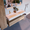 MONDIAZ ALAN - DLUX Badkamermeubelset - 130cm - onderkast - Washed Oak - 1 lade - vrijhangende wastafel - 2 wasbakken - 2 kraangaten - Ostra SW809230