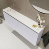 MONDIAZ TURE Toiletmeubel 120x23x50cm met 0 kraangaten 2 deuren cale mat Wastafel Eden links Solid Surface Wit SW475116