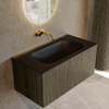 Ensemble de meuble Mondiaz KURVE - 90x46x40cm - 1 tiroir - lavabo en solid surface - milieu - sans trou de robinet - Shadow SW1414258
