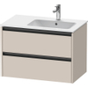 Duravit Ketho.2 Wastafelonderbouwkast - met 2 laden - voor waskom rechts - 81x48x54.9cm - met grepen antraciet - taupe mat SW771776