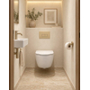 QeramiQ Dely Swirl Compact Ensemble WC - réservoir encastré QeramiQ flush - abattant fin - plaque de commande en plastique beige - boutons rectangulaires - blanc brillant SW1590511