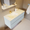 Mondiaz VICA-DLUX Ensemble de meuble de salle de bain - 110cm - meuble sous-vasque argile - 2 tiroirs - lavabo encastré nuage gauche - 1 trou de robinet - version haute de 60cm - ostra SW1087088