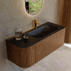 MONDIAZ KURVE 115cm Meuble salle de bain avec module 25 G - couleur Walnut - 1 tiroir - 1 porte - vasque BIG SMALL droite - 1 trou de robinet - Urban SW1138500