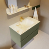 Mondiaz VICA-DLUX Ensemble de meuble de salle de bain - 80cm - meuble sous-vasque armée - 2 tiroirs - lavabo encastré nuage milieu - 1 trou de robinet - version haute de 60cm - frape SW1088706