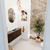 Mondiaz JOYA-DLUX 100cm meuble de toilette - couleur Walnut - Vasque FAYE position Milieu 1 trou de robinet couleur Sombra. SW1424723