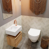 MONDIAZ ANDOR Toiletmeubel 40x30x30cm met 1 kraangaten 1 lades washed oak mat Wastafel Lex links Solid Surface Wit SW474258
