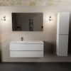 Mondiaz AIVY Ensemble de meuble - 120x45x50cm - 1 trou de robinet - 1 vasque talc Solid surface - Gauche - 2 tiroirs - avec miroir - MDF Talc SW892344