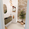 Mondiaz JOYA-DLUX 90cm toiletmeubel - kleur Dusk - Wastafel FAYE positie Links 1 kraangat kleur Lava. SW1423247