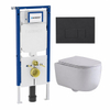 QeramiQ Dely Swirl Toiletset - 36.3x51.7cm - Geberit UP720 Duofix Sigma inbouwreservoir - slimzitting - bedieningsplaat antraciet mat - rechthoekige knoppen - glans wit SW1413191