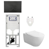 Villeroy & Boch Subway 2.0 DirectFlush CeramicPlus toiletset slimseat zitting - met Geberit reservoir en bedieningsplaat - met ronde knoppen - mat zwart (wit) SW791662