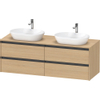 Duravit ketho meuble sous 2 lavabos avec plaque console et 4 tiroirs pour double lavabo 160x55x56.8cm avec poignées anthracite chêne naturel mat SW772265