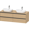 Duravit Ketho.2 Wastafelonderbouwkast - inclusief consoleplaat - met 4 laden - voor dubbele waskommen - 160x55x56.8cm - met handgrepen antraciet - natuur eiken mat SW772265