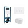 QeramiQ Dely Swirl Ensemble WC - réservoir encastré QeramiQ Flush - abattant 35mm - plaque de commande métallique blanche mate - boutons rectangulaires - blanc mat SW1578416