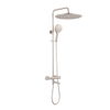 Fortifura Calvi Regendoucheset - thermostatisch - 30cm hoofddouche - metalen slang - ronde handdouche - draaibare baduitloop - Geborsteld RVS PVD SW1592488