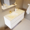 Mondiaz VICA-DLUX ensemble de meuble de salle de bain - 110cm - meuble sous lavabo talc - 2 tiroirs - lavabo encastré cloud gauche - 1 trou de robinet - version haute de 60cm - ostra SW1087166