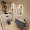 MONDIAZ TURE-DLUX Meuble toilette - 80cm - Dark Grey - EDEN - vasque Ostra - position gauche - sans trou de robinet SW1104808