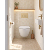 Pack WC QeramiQ Dely Swirl Compact - réservoir encastrable Geberit UP320 - avec bâti-support Burda - abattant slim - plaque de commande en plastique beige - boutons ronds - blanc mat SW1595645
