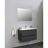 Basic Bella Meuble lavabo céramique avec 1 trou de robinet avec miroir avec éclairage 80x55x46cm Flat Pack Anthracite mat SW538909