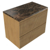 Saniclass Holz Atelier Badkamermeubelset - 80x45x63cm - Noche natuurstenen topblad dark emperador - zonder kraangat - 2 lades - mat eiken natural (hout) SW1478252