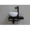 Proline fonteinset compleet met keramieken waskom glans wit links, zwart blad, kraan, sifon en afvoerplug mat zwart SW536625
