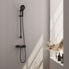 BRAUER Stripe Opbouw Douche Thermostaatkraan - SET 02 - glijstang - 3-standen handdouche - doucheslang - mat zwart SW1435111