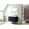 Saniclass Prime Balance Meuble de salle de bain - 100x55x45cm - 1 vasque rectangulaire en céramique blanc - 1 trou de robinet - 2 tiroirs - miroir rectangulaire - mat marine bleu SW916225
