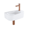 QeramiQ Fuente fonteinset – 40x21.5x12 cm – keramiek wit glans – kraangat rechts – geborsteld koperen kraan SW1232834