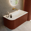 Ensemble de meuble de salle de bain Mondiaz KURVE-DLUX - 95x46x40cm - 1 tiroir - 1 porte - lavabo en solid surface - droite - sans trou de robinet - Ruby SW1416124