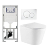 QeramiQ Dely Pack WC - réservoir encastré Geberit UP320 Burda - plaque de déclenchement blanche - WC - abattant - blanc brillant SW643466