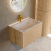 MONDIAZ KURVE-DLUX 70cm badmeubel kleur Oak met 1 lade en 0 deuren. Wastafel BIG SMALL Midden 1 kraangat Nata. SW1432073