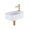 QeramiQ Fuente fonteinset – 40x21.5x12 cm – keramiek wit mat – kraangat rechts – geborsteld gouden kraan SW1232820