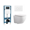 QeramiQ Dely Swirl Compact Ensemble WC - réservoir encastré QeramiQ flush - abattant slim - plaque de commande en plastique blanc brillant - boutons ronds - blanc brillant SW1590485