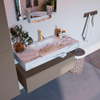 Mondiaz ALAN-DLUX Ensemble de meuble - 100cm - meuble Smoke mat - 1 tiroir - Lavabo Cloud Glace suspendu - vasque Centre - 1 trou de robinet SW805978