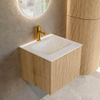 MONDIAZ KURVE-DLUX 50cm Meuble salle de bain - couleur Oak - 1 tiroir - vasque GRUNNE centre - 1 trou de robinet - couleur Opalo SW1137498