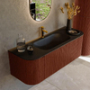 Mondiaz KURVE Ensemble de meubles de salle de bains - 130x46x40cm - 1 tiroir - 2 portes - lavabo solid surface - milieu - 1 trou de robinet - Ruby SW1415418
