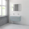 Bruynzeel Mino badmeubelset 56x100x38cm 2 kraangaten 2 wasbakken 2 lades met spiegel met softclose fjord groen SW384601 Bruynzeel Mino badmeubelset 56x100x38cm 2 kraangaten 2 wasbakken 2 lades met spiegel met softclose fjord groen SW384601