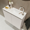 MONDIAZ TURE Kit lave-mains - 60x23x50cm - 1 trou de robinet - 2 portes - lin mat - Lavabo à droite - Solid Surface Blanc SW475080
