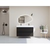 H&R Badmeubelen Infinity XXL 3D Badkamermeubelset - 120 cm - 1 keramische wasbak kube wit - 2 kraangaten - 2 lades - mat zwart SW863501