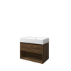 Proline loft ensemble de meubles de salle de bains 80x46x62cm avec 1 trou pour robinet et étagère en porcelaine cabana oak/gloss white SW349554